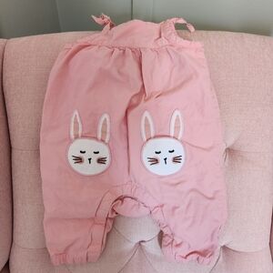 Pink Bunny Rabbit Hanna Andersson Romper Overalls 6-12 Months Spring Easter